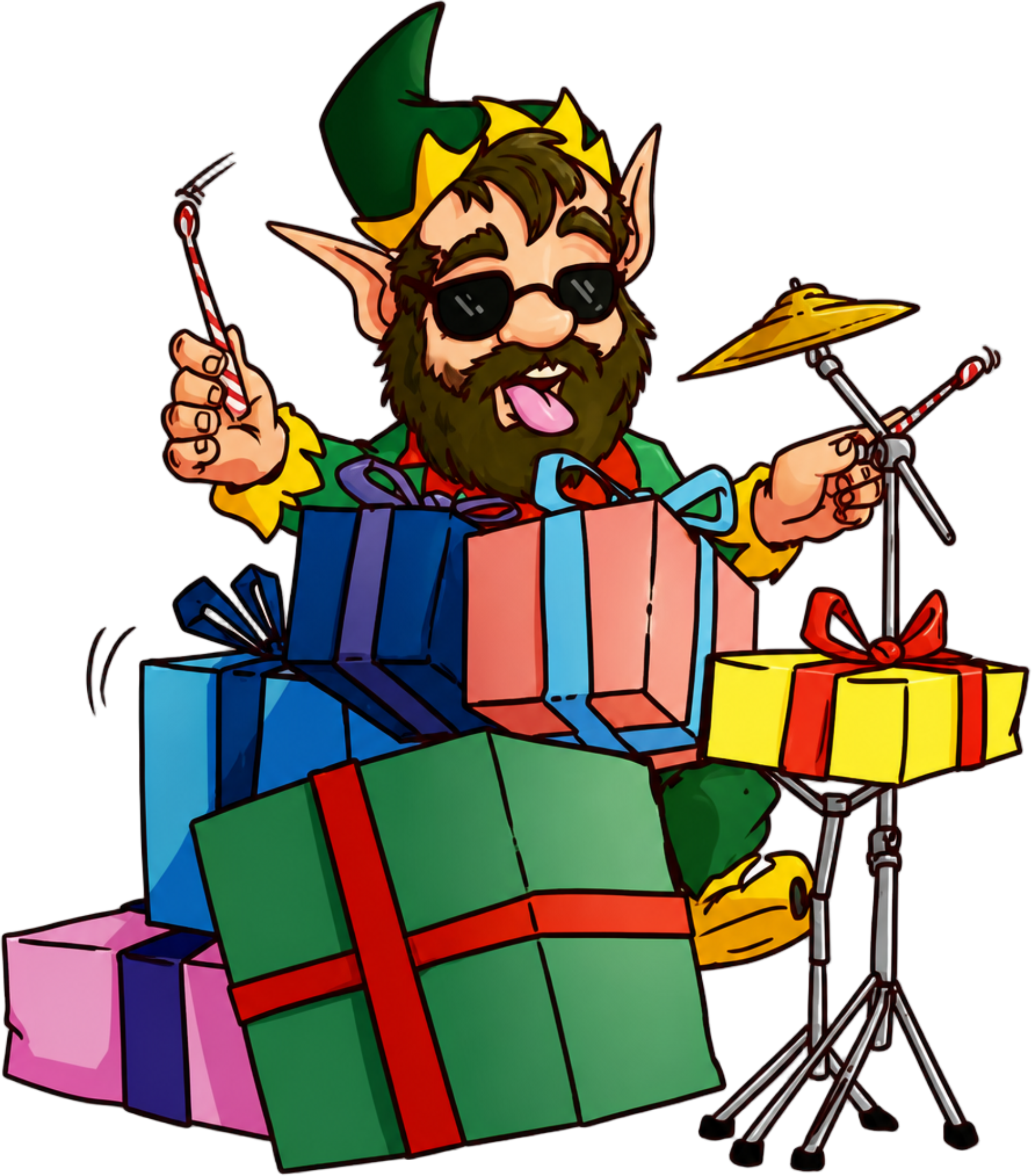 Lowell Thompson drummer elf illustration